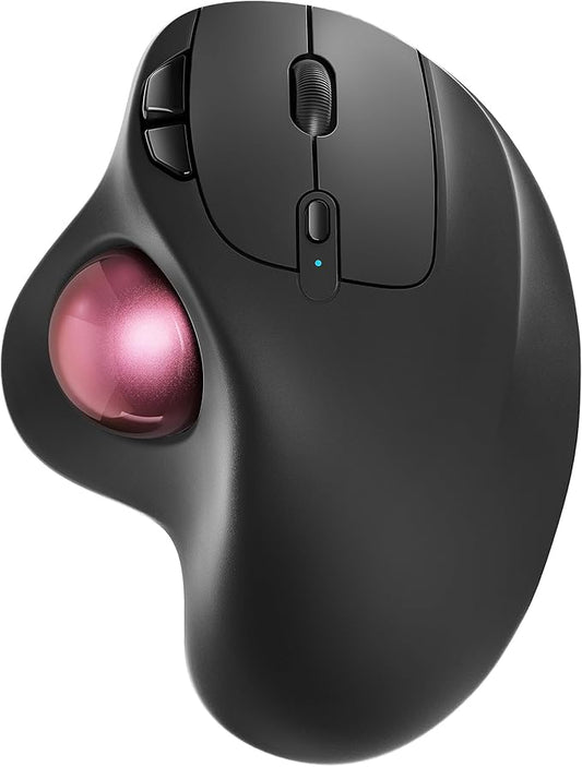 Nulea M501 Wireless Trackball Mouse, Rechargeable Ergonomic, Thumb-Controlled, Smooth Precision, 3-Device Connect (Bluetooth/USB), Fits PC, Laptop, Mac, Windows（Dusty Pink）