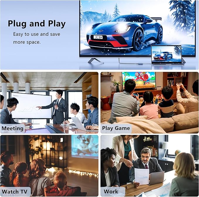 USB C to Dual HDMI Adapter, Docking Station Dual Monitor, Type C to HDMI Splitter for 2 Monitors, Supports 4K@60Hz and Dual 4K@30Hz. (MacOS only Supports SST Mode) for Laptop HP Dell Surface