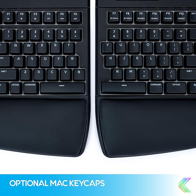 KINESIS Freestyle Edge RGB Plus Split Mechanical Keyboard | Hotswap Linear Switches | RGB | Ergonomic | Detachable Palm Support | Fully Programmable | Mac Keycaps Included | Lift Kit Included