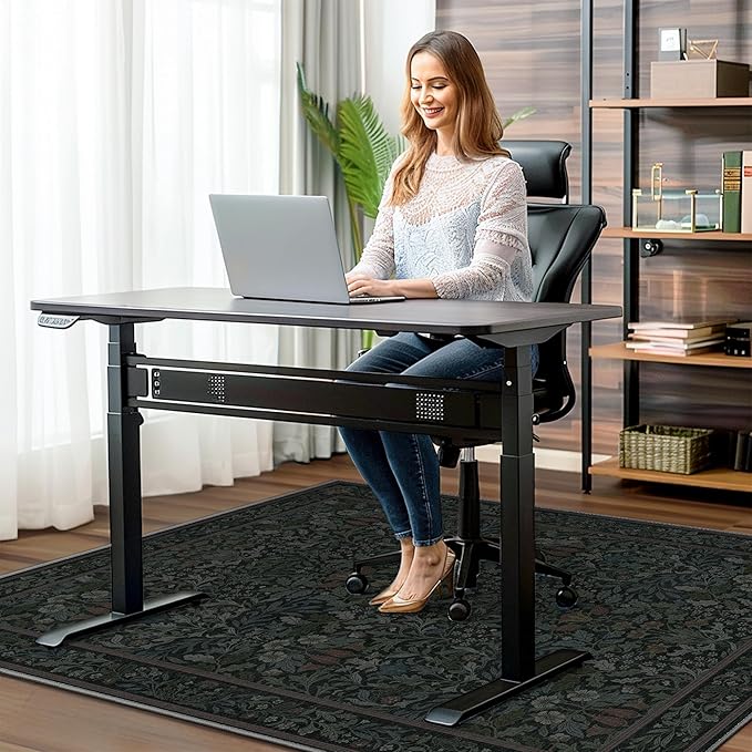 36"x48" Office Chair Mat for Hardwood Tile Floor, Under Desk Carpet Protector for Rolling Computer Chair Mat, Machine Washable Area Rug, Anti-Slip 1/5" Thick Low Pile Thin Vinyl Floor Mat, Dark Green