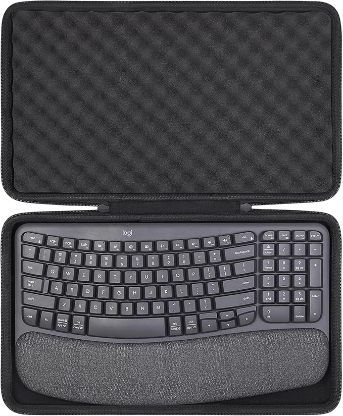co2CREA Hard Case Compatible with Logitech Wave Keys MK670 Combo/Wave Keys Wireless Ergonomic Keyboard,Graphite Case
