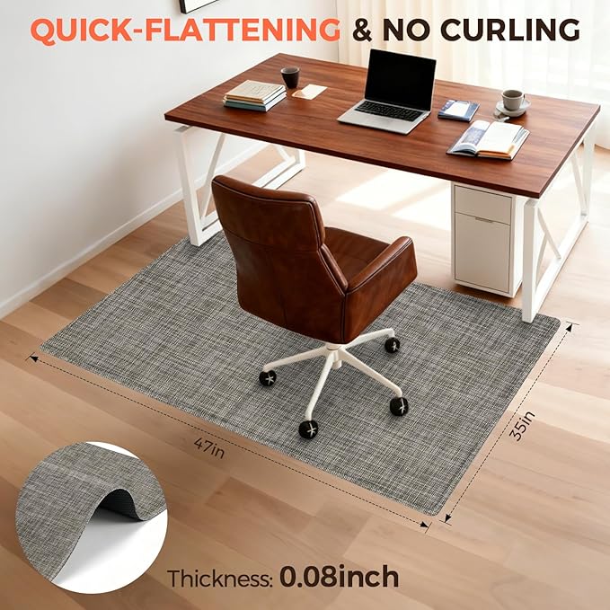 BAGAIL Office Chair Mat for Hardwood Floor, 35"x47" Heavy Duty Computer Chair Mat - Fast Flat & Smooth Glide - Non-Slip Desk Chair Floor Protector for Home Office - Brown