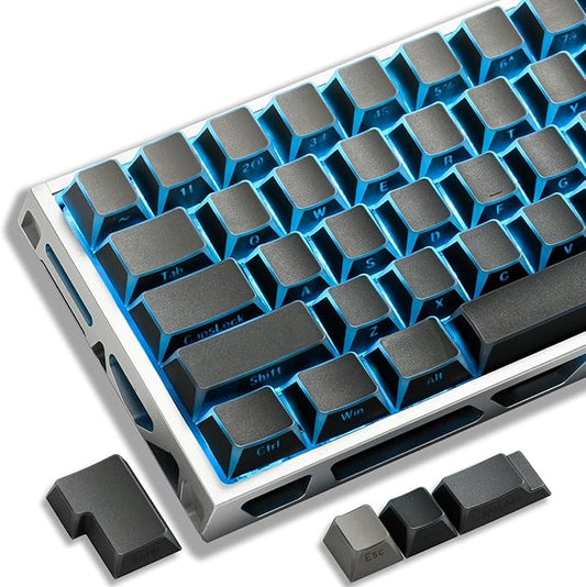 XVX Shine Through PBT Keycaps, Gradient Gray Keyboard Keycaps Cherry Profile, Custom Side Printed Keycap Sets Suitable for 60% 65% 75% 80% 100% Mechanical Keyboard