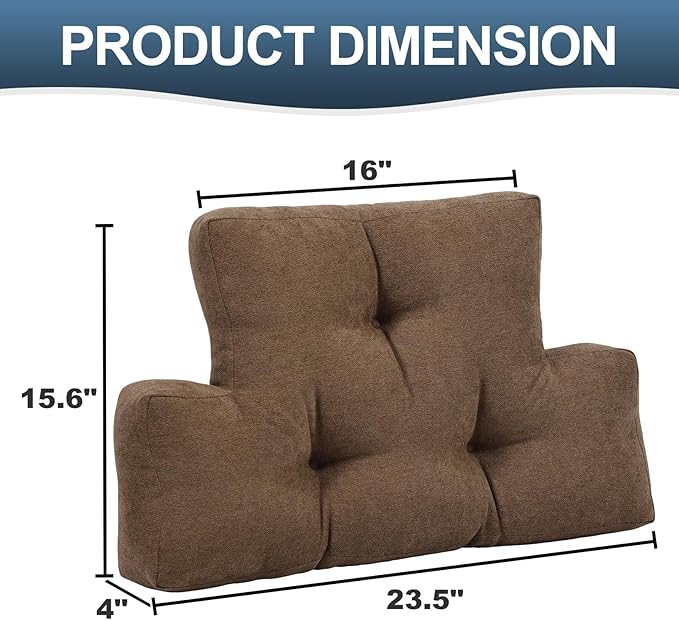 TANYOO Back Pillow for Recliner Lumbar Support Pillow Soft and Fluffy Back Support Cushion Thick Lumbar Cushion for Chairs, Recliners,Sofa, Couch and Bed for Pain Relief Brown