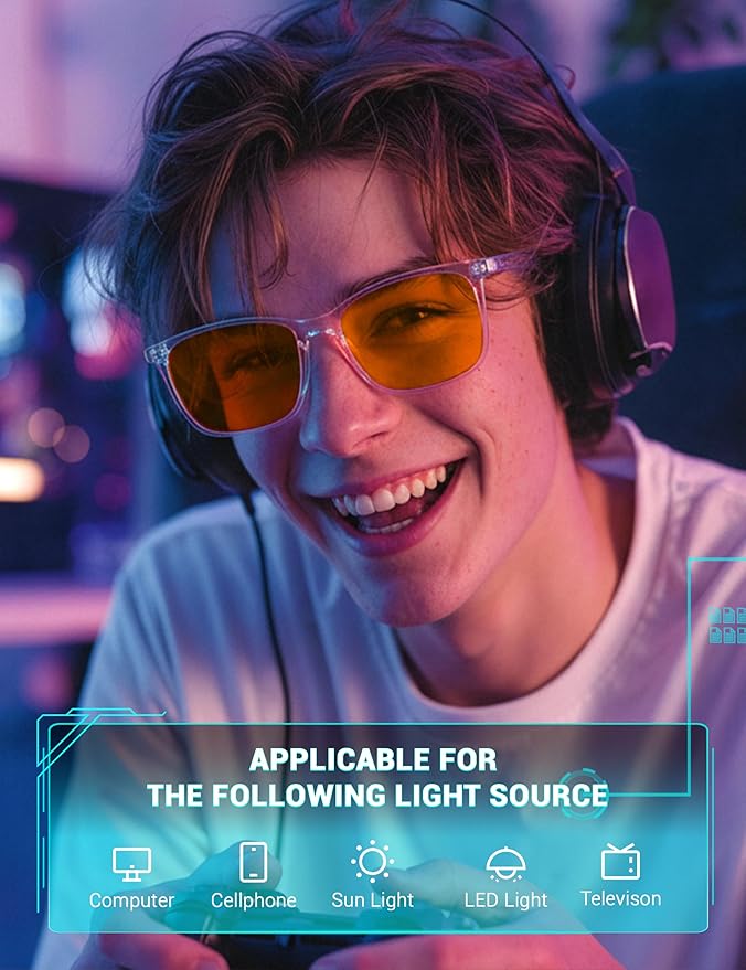 TIJN Sleep Glasses for 99.9% TR90 Blue Green Light Blocking Dual AR Coatings Red Lens for Computer Gaming Reduce Eyestrain, Multi Color