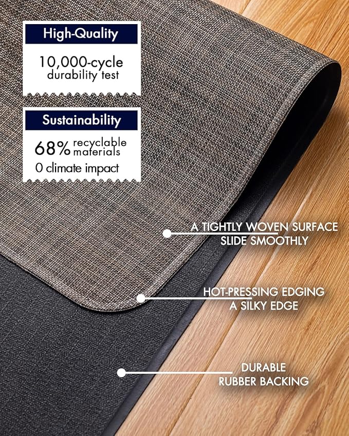 Office Chair Mat for Hardwood Floor Under Desk Computer Rolling Chair Mat for Wood/Tile Floor Non-Slip Heavy Duty Desk Rug PVC Plastic Hard Floor Protector 46"x 60" (Dark Walnut)