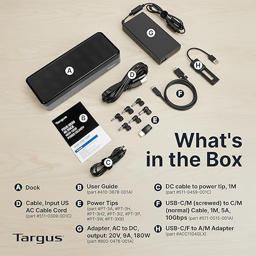 Targus USB-C Universal Quad 4K (QV4K) Docking Station with 100W Power Delivery, Black (DOCK570USZ)