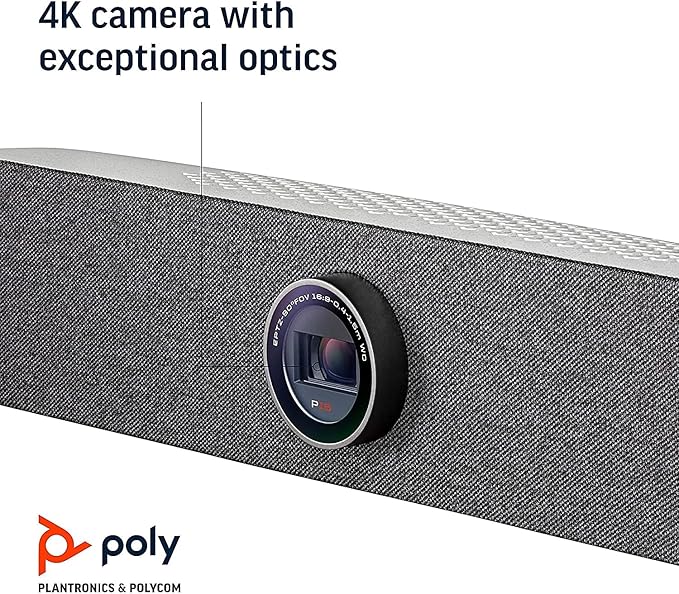 Poly Studio P15 Personal Video Bar (Plantronics + Polycom) - 4K Video Quality - Camera, Microphones & Speaker Solution with Premium Audio & Video - Certified for Zoom and Teams
