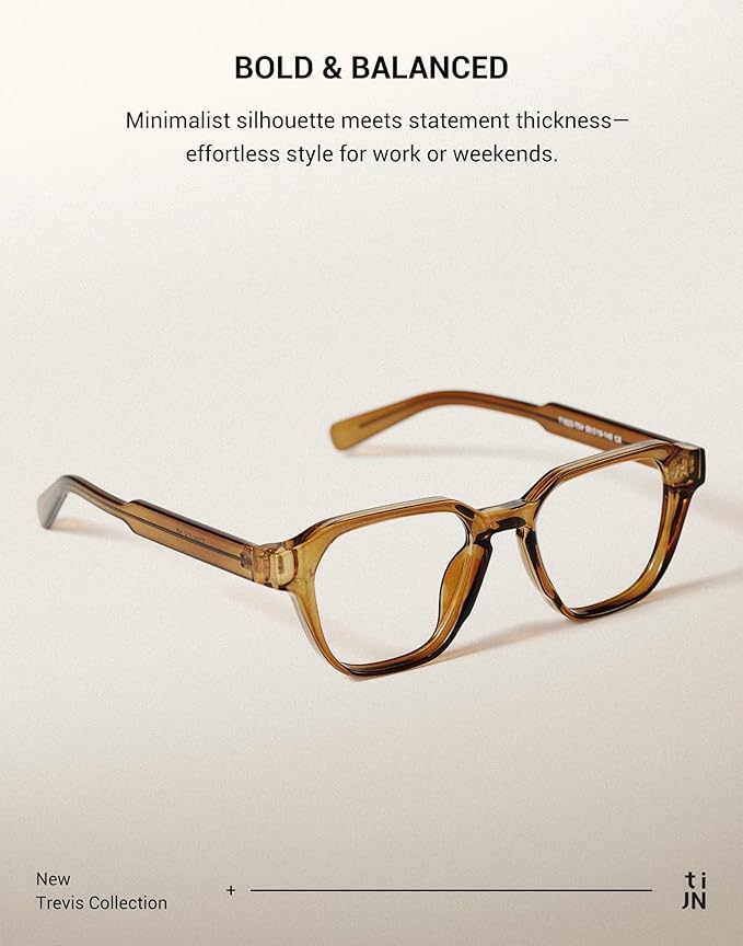 TIJN Blue Light Blocking Glasses, Anti Eyestrain UV Protection, TR90 Square Frame Glasses Chic Preppy Look for Women and Men