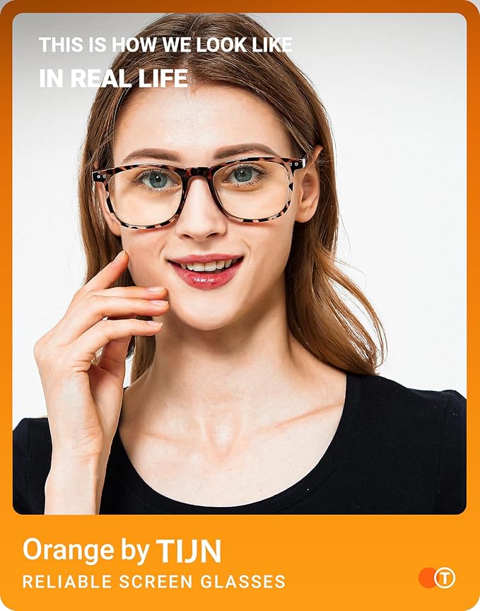 TIJN Sleep Glasses Blue Green Light Blocking Dual AR Coatings Amber Lens for Computer Gaming Screen Fatigue & UV Protection