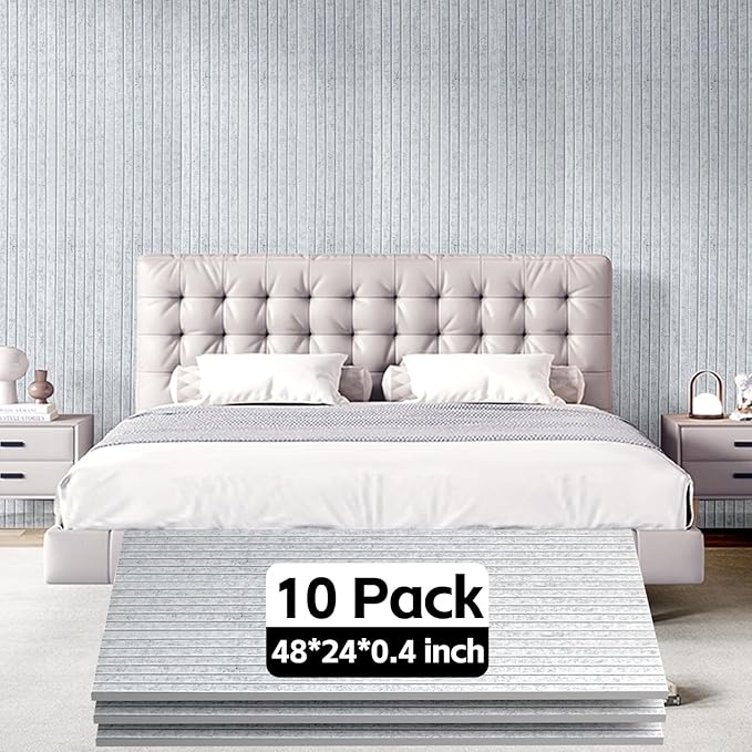 10Pack Large Acoustic Panels, 48x24x0.4 inch Sound Proof Panels for Walls, Self-Adhesive Sound Panels Noise Reducing for Walls, Acoustic Wall Panel for Home Studio Office Gym & Commercial Spaces(Grey)