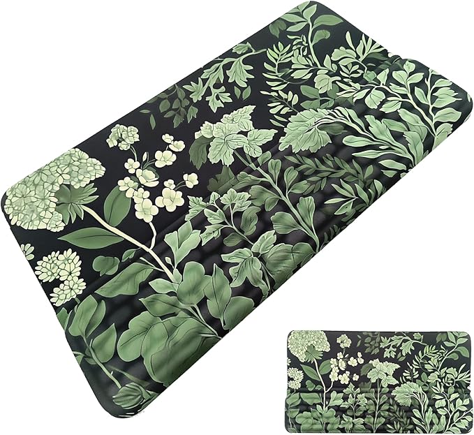 Computer Keyboard Stand Pad with Wrist Rest Easy Typing Sage Green Leaves Floral Keyboard Pad Support with Wrist Pad Ergonomic Tilted Keyboard Riser Holder for Desktop Office Home Black Flowers Floral
