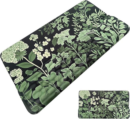 Computer Keyboard Stand Pad with Wrist Rest Easy Typing Sage Green Leaves Floral Keyboard Pad Support with Wrist Pad Ergonomic Tilted Keyboard Riser Holder for Desktop Office Home Black Flowers Floral