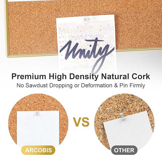 ARCOBIS Dry Erase Calendar Whiteboard Cork Board Combo, 36"x24" Magnetic White Board Calendar Dry Erase for Wall, Gold Frame Monthly Combination Board for Office, Home, School