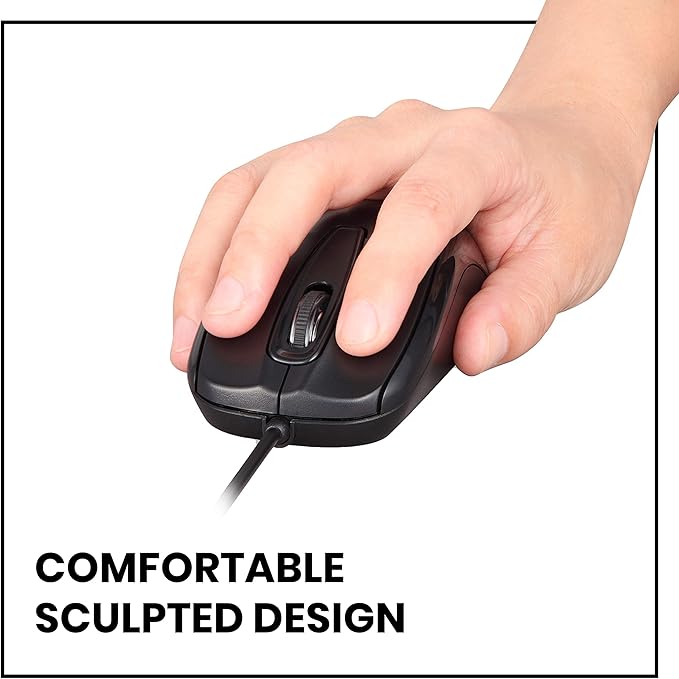 Perixx PERIMICE-209 3 Button USB Wired Mouse - Optical - 1000 DPI - 5.9 Ft Cable - Black