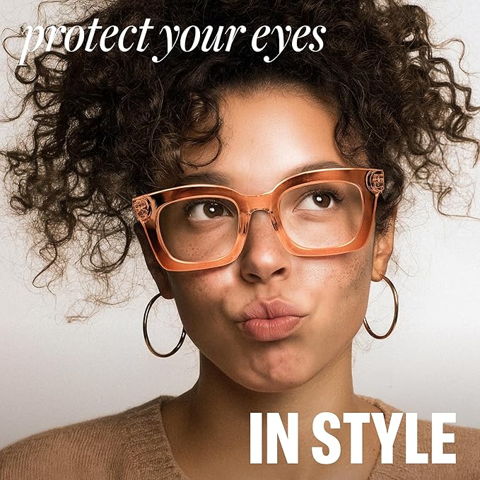 IBOANN Oversized Blue Light Glasses for Woman, Funky Fashion Glasses With Preppy Look, Reduce Screen Fatigue Computer Glasses
