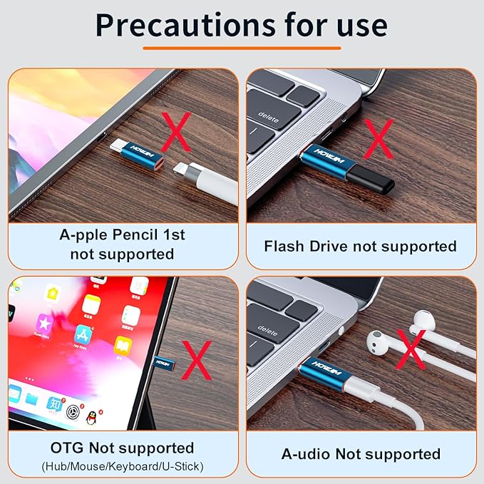 Light-ning to USB C Adapter 2Pack,PD/QC Fast Charging Data Transfer,USB C Charger Converter Cable for Phone 17/16/15 Serie,Pad Pro,G-alaxy,X-peria,Not for Headphones/OTG/Flash Drive/A-pple Pencil Blue