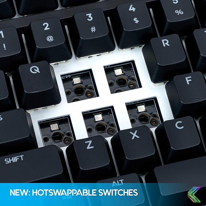 KINESIS Freestyle Edge RGB Plus Split Mechanical Keyboard | Hotswap Tactile Switches | RGB | Ergonomic | Detachable Palm Support | Fully Programmable | Mac Keycaps Included | Lift Kit Included