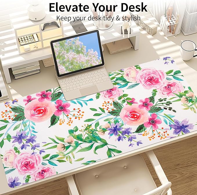 Large Desk Mat, Desk Matt for Desktop, Women Girls Waterproof Large Keyboard Pad, Cute Computer Mat for Office Work/Home/Decor/Desktop Accessories (35.4"x16.9")