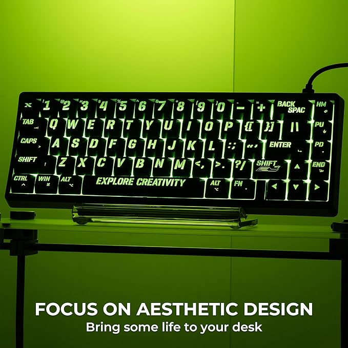 HITIME x XVX Keycaps 60 75 100 Percent - Shine Through Custom Keycaps w/IMD Tech, Large Font, Big Lettering Key Cap for Mechanical Keyboards, Full 118 Key Set, OEM Profile, Black