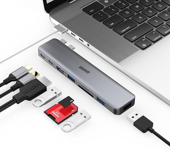 M81 USB C Hub Adapter for MacBook Pro Air Docking Station 8-in-2 for Mac Book Accessories Dongle 4K@30Hz HDMI, Thunderbolt 4/3, USB 3.0, SD/TF, USBC Dock Multiport Adapter for Mac M5 M4 M3 M2 M1
