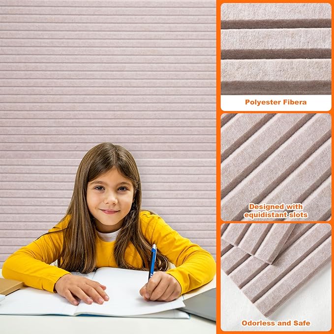 10 Pack Large Acoustic Panels 47"x24"x0.4" Peel and Stick Soundproof Wall Panels Self Adhesive Sound Absorbing Foam Wall Panel High Density Acoustic Ceiling Panel for Bedroom Home Studio Office, Camel
