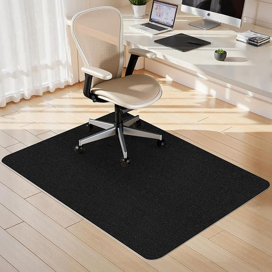 Sycoodeal Office Chair Mat for Hardwood Floor,Slip Resistant Floor Mat for Office Computer Gaming Chair,Heavy Duty Floor Protector for Rolling Chairs,Easy to Clean,Black(48"x60")