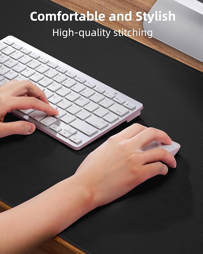 Desk Pad Soft PU Leather Extra Large Mouse Pad Laptop Computer Desk Mat Table Blotter Flat Smooth Waterproof Non-Slip Desktop Protector Writing Pad for Office and Home (Black, 120x43cm)