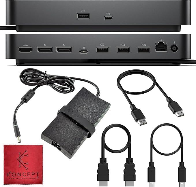 Dell Pro Smart Dock SD25-3 Year Warranty - 10Gbps, Supports Dual/Triple Monitors & 4K Displays with 180W Power Supply, HDMI, DisplayPort, USB C Cable, Cloth - Docking Station
