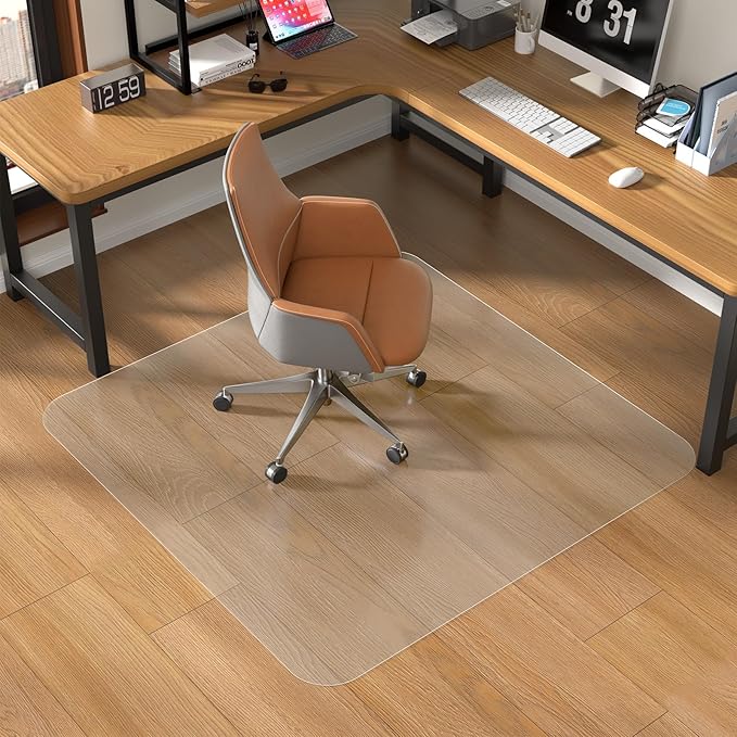 48" X 48" Office Chair Mat for Hardwood Floor, PVC Clear Desk Chair Mat for Hard Floors - Can't be Used on Carpet