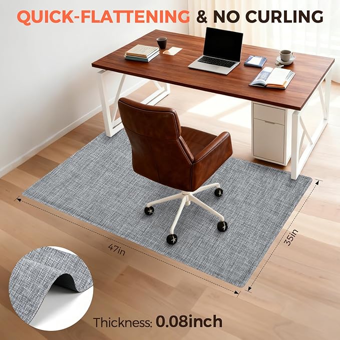 BAGAIL Office Chair Mat for Hardwood Floor, 35"x47" Heavy Duty Computer Chair Mat - Fast Flat & Smooth Glide - Non-Slip Desk Chair Floor Protector for Home Office - Black