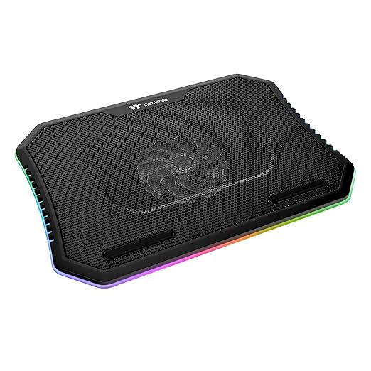 Thermaltake Massive Steel Mesh Panel with 1 x 120mm fan, 256 color RGB spectrum, 10"-15" Notebook Cooler CL-N020-PL12SW-A