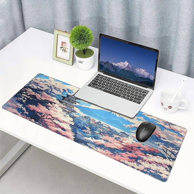 Japanese Desk Mat Large Gaming Mouse Pad Japanese Extended Mousepad Big in Laptop Computer Mouse Keyboard Mat for Office Desk Decor 31.5x12 in