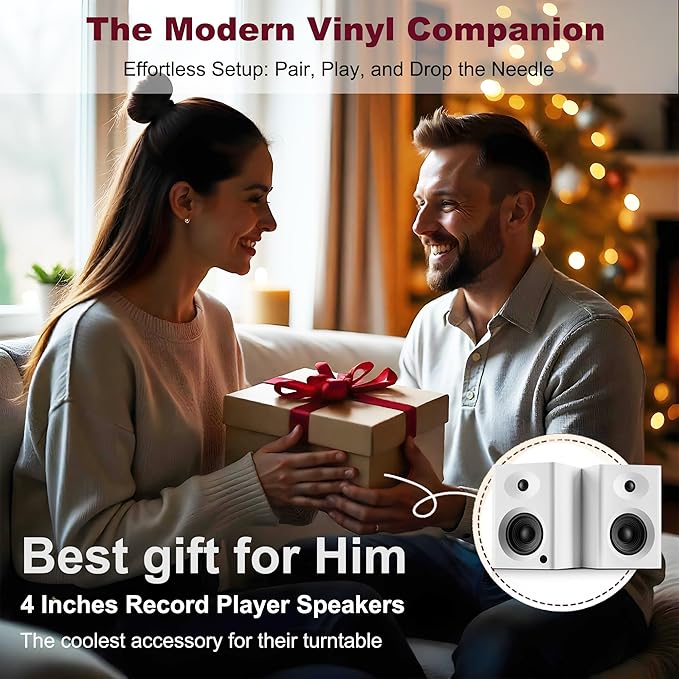 Desktop Speakers for PC, Bookshelf Speakers with Clear Highs & Punchy Bass - 4" Woofer, 80W Peak HiFi Audio for Monitor, Home Theater Sound System and Computer, White Pair