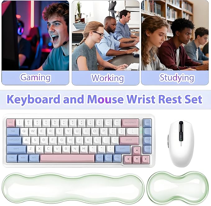 Gel Mouse Wrist Rest, Clear Silicone Ergonomic Support for Gaming Pain Relief, Cute Wrist Rest for Office, Computer, Laptop (Green)