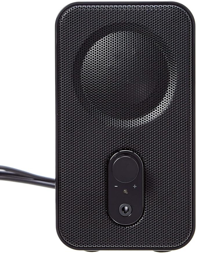 Amazon Basics AC-Powered Computer Speakers for Desktop or Laptop PC with Volume Control, Headphone Jack, Black (US Version)