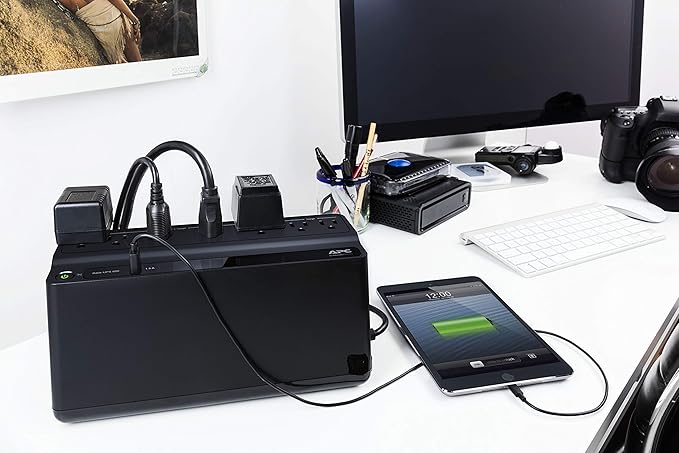 APC UPS 600VA / 330W UPS Battery Backup & Surge Protector, 7 Outlets (NEMA 5-15R), USB Charging Port, BE600M1 Uninterruptible Power Supply for Computers, Wi-Fi Routers, and Home Office Electronics