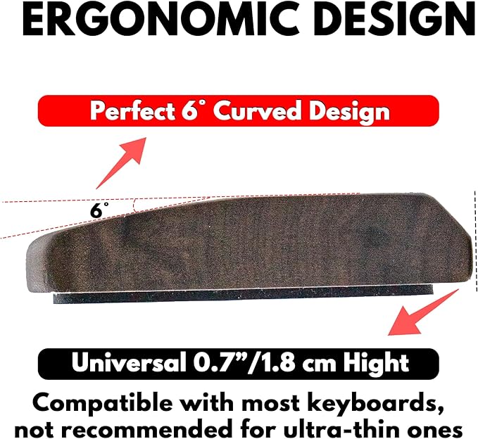 Premium Walnut Wooden Wrist Rest for Tenkeyless Keyboard, Ergonomic Curve & Easy Maintenance Wood Design Hand Rest for 75% 80% Keyboard (14.2" L)