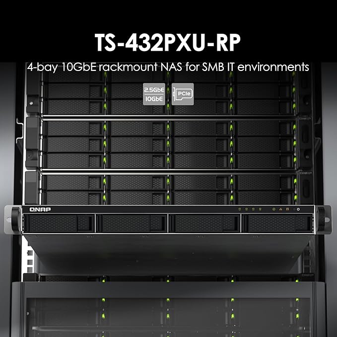QNAP TS-432PXU-RP-2G 4 Bay High-Speed SMB Rackmount NAS with Two 10GbE, Two 2.5GbE Ports and Redundant Power Supply
