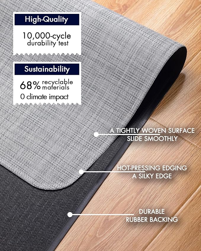 Office Chair Mat for Hardwood Floor Under Desk Computer Rolling Chair Mat for Wood/Tile Floor Non-Slip Heavy Duty Desk Rug PVC Plastic Hard Floor Protector 36" x 48" (Mist)