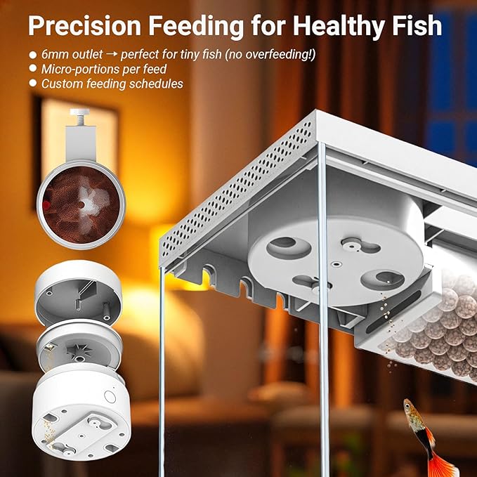 1.3 Gal Glass Desktop Fish Tank Kit with Bluetooth App Control - Automatic Feeder, RGB Lighting, Temperature Monitor & Self-Cleaning Filtration - Small Aquarium for Betta, Guppy, Shrimp