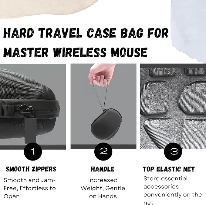 Hard Travel Case Bag for MX Master 3, MX Master 2S, and Wireless Mouse - Waterproof & Shockproof EVA Case with Hand Strap, 360° Zipper - Perfect for Travel Mouse (Pale Grey)