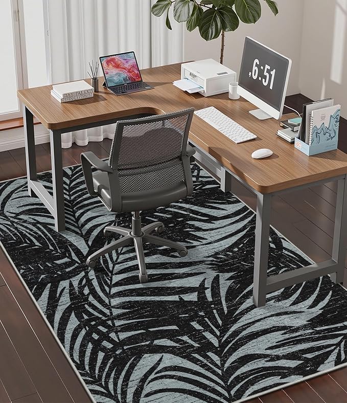 chakme Office Chair Mat for Hardwood Floor, 60"x45" Easy Glide Computer Desk Mat Protector for Rolling Chair Under Desk Rug Nonslip Backing, Machine Wash, (Leaf)