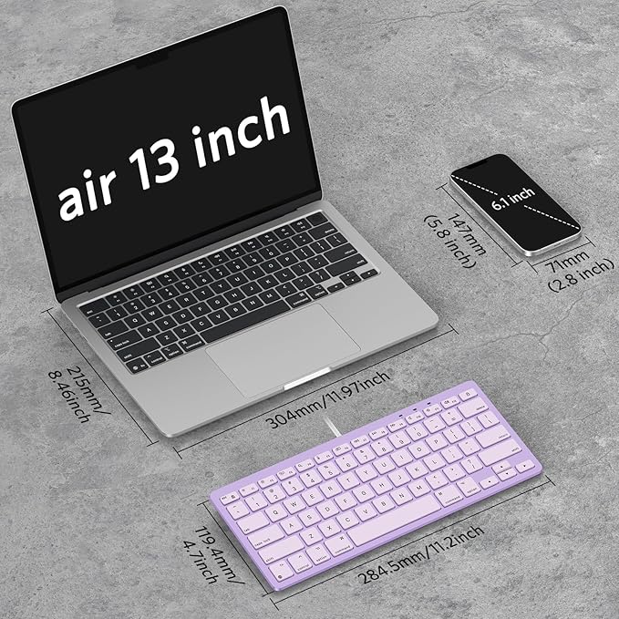 OMOTON Wired Keyboard for Mac Devices ONLY with Dual Interface, Comfortable Typing Angle & Stable Connection, Compatible with MacBook, iMac, Mac mini, PC-Purple