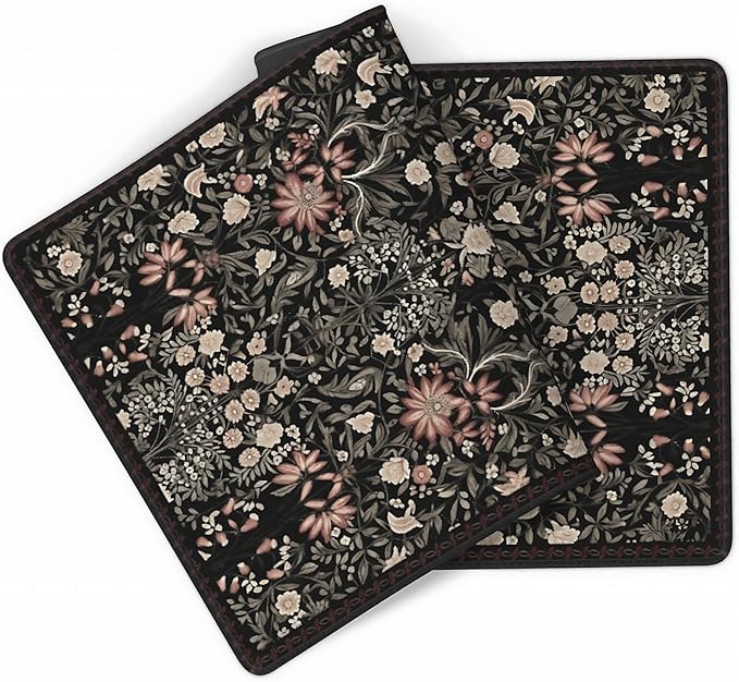Floral Aesthetic Wildflower Gaming Mouse Pad, Black Rug Desk Mat with Anti-Slip Base & Stitched Edges,35.4" x 15.7" in Desk Accessories for Women, Home Office Decor & Artistic Gift