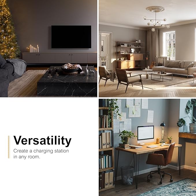 GE 9-Outlet Surge Protector, Multi Plug Outlet Extender, Wall Tap, Adapter Spaced, for Home, School, and Office, 1780 Joules, White/Gray - 73628