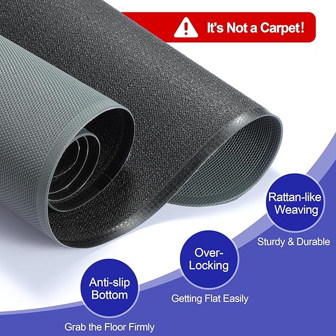 Delamu Office Chair Mat for Hardwood Floor, Heavy Duty Hard Floor Protector for Chairs, Anti-Slip PVC Woven 36"×48" Computer Desk Chair Mat for Home Office, Dark Gray
