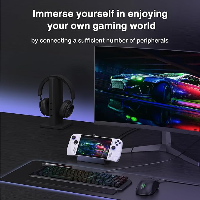 iVANKY ROG Ally Dock with 65W PD Charger, 8-in-1 Docking Station 4K@144Hz for ASUS ROG Ally X/Valve Steam Deck OLED/Legion Go 2/S