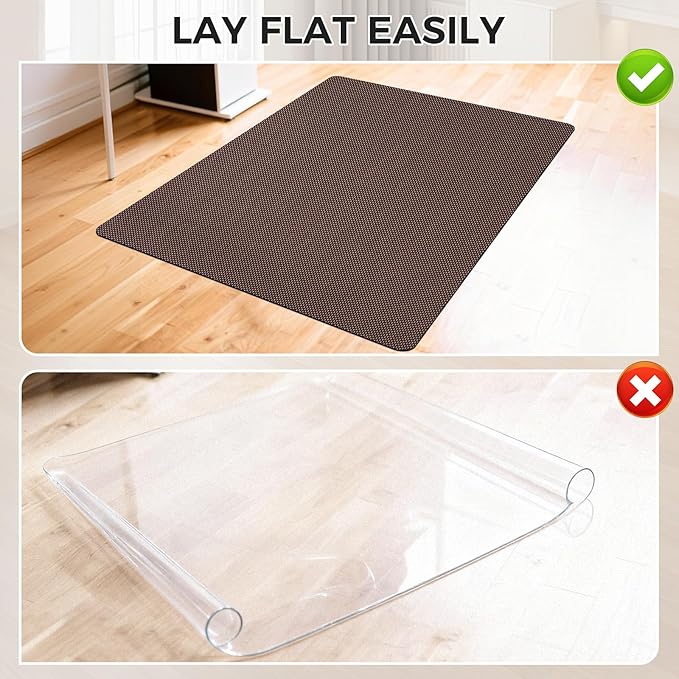 Sycoodeal Office Chair Mat for Hardwood & Tile Floor, 36" x 48" Computer Gaming Chair Mat for Rolling Chairs Non-Curve, Anti-Slip, Heavy Duty Floor Protector for Home Office (Brown)