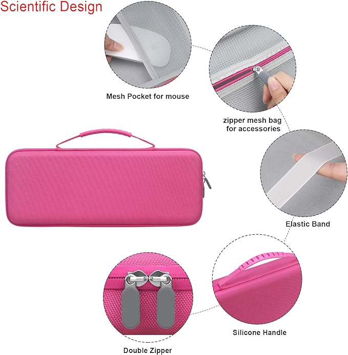 Elonbo Hard Carrying Case for Logitech POP Keys Mechanical Wireless Keyboard, Portable Bluetooth Wireless External Keyboard Travel Case Bag, Extra Mesh Pocket Fits Mouse, Included USB, Dongle, Red